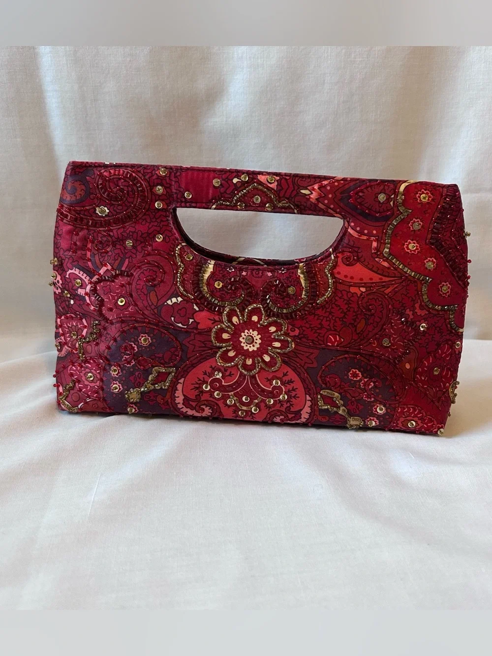 Vintage Y2K Fairycore Red Paisley Sequin Handbag by The Limited